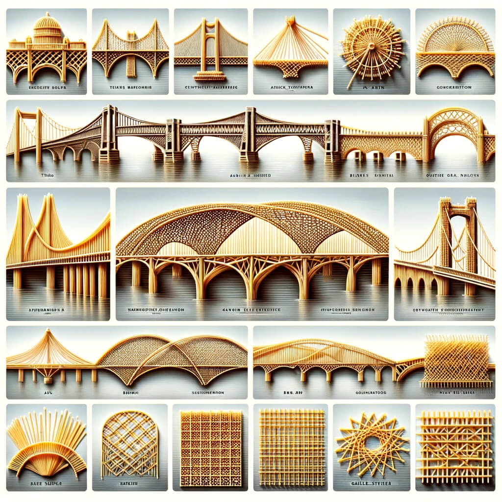 Different patterns of spaghetti bridge